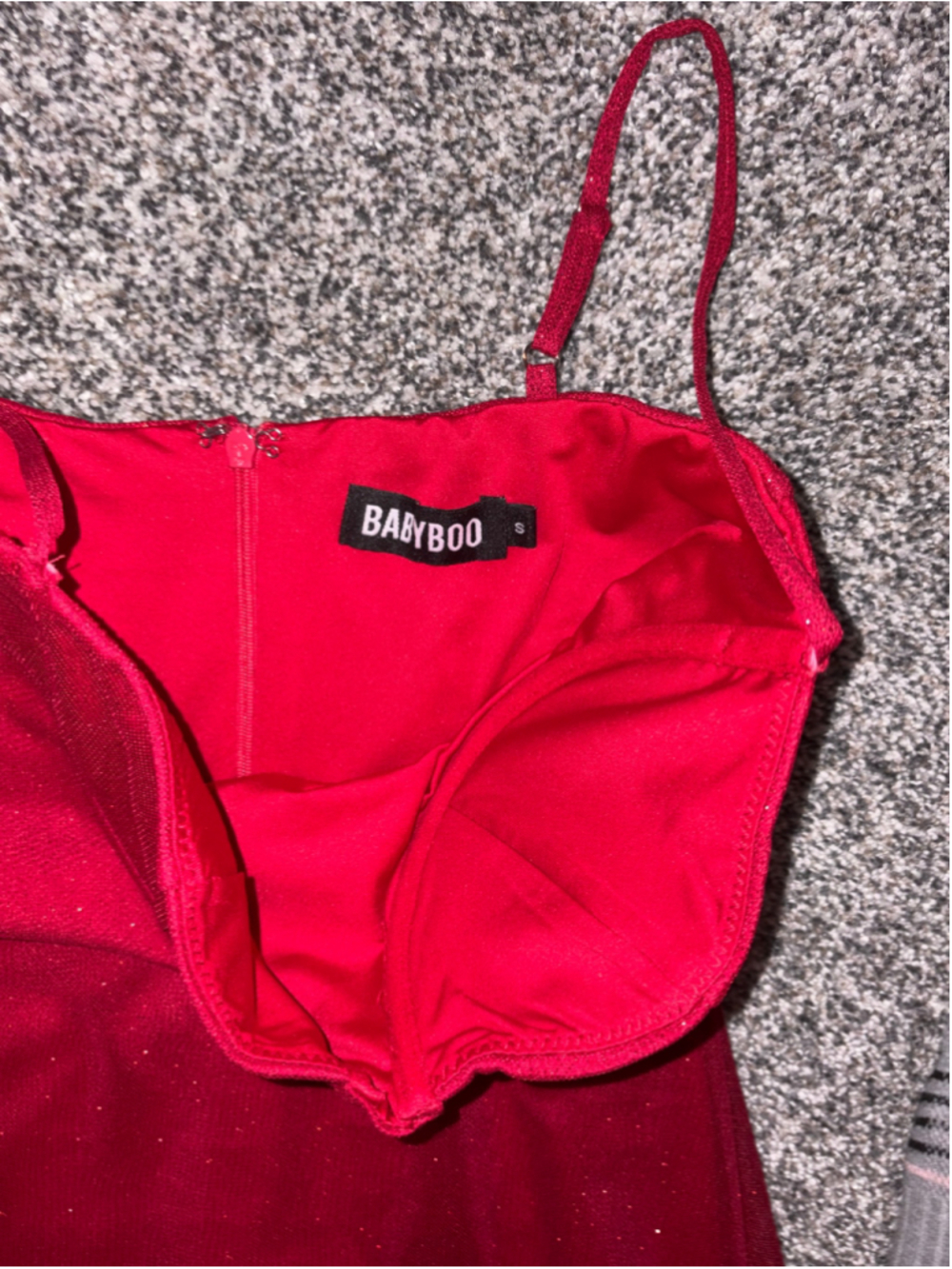 Babyboo Red Sparkly Mini Dress with Sweetheart Neckline - Picture 5 of 5